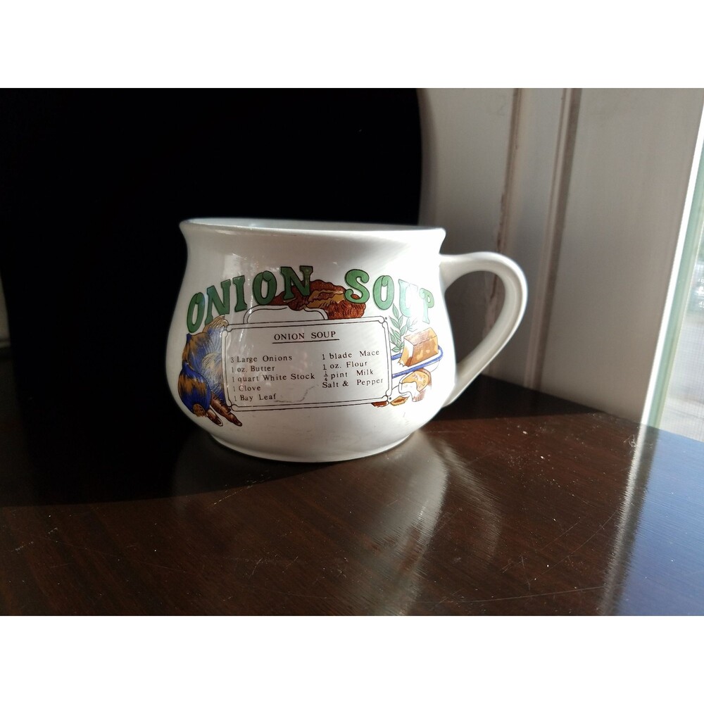 Onion Recipe Vintage Soup Bowl with Handle 1970s